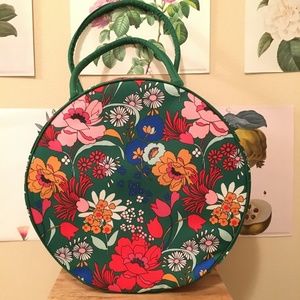 Psychedelic Green Floral Insulated Picnic Bag EUC